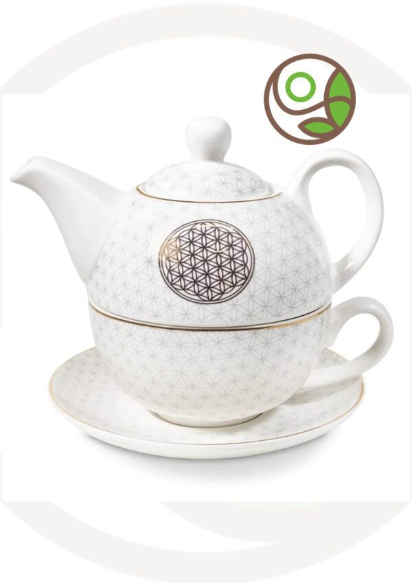 TEIERA 2 IN 1 IN PORCELLANA CON FIORE DELLA VITA