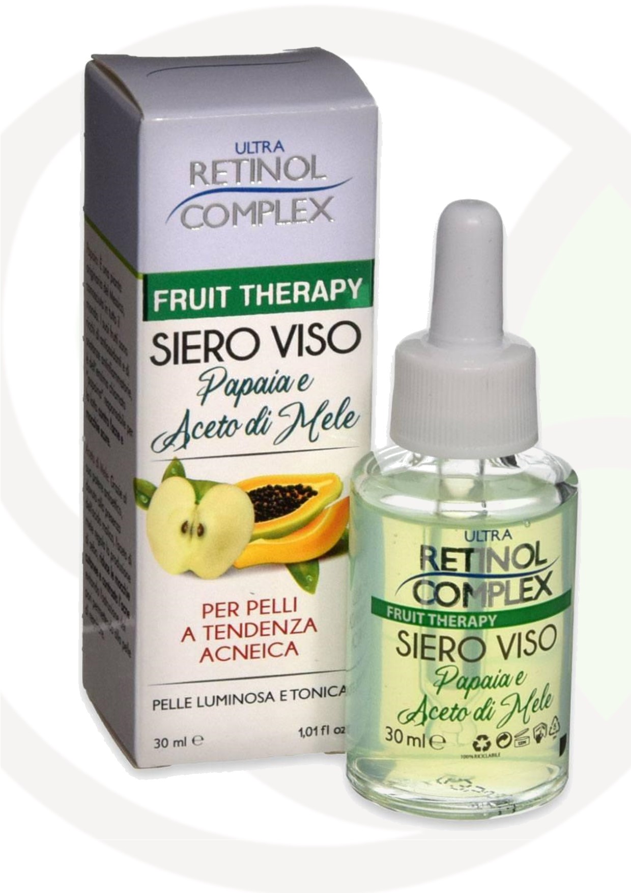 Featured image for “Siero viso pelli acneica papaia e aceto di mele 30 ml”