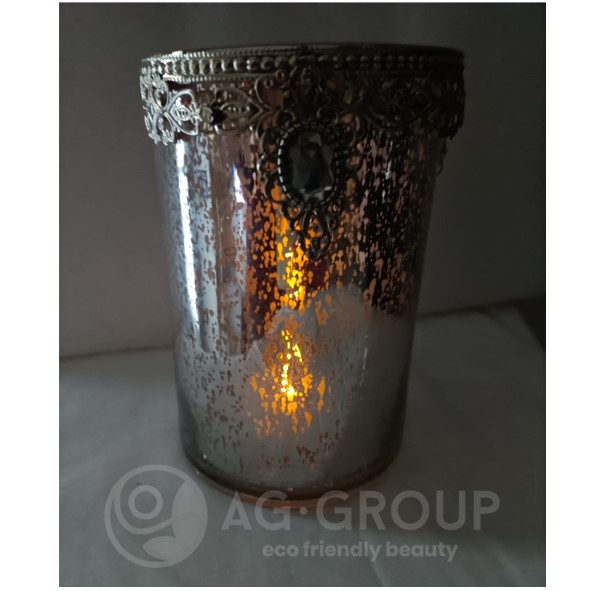 Featured image for “Porta candele vetro anticato con zircone”