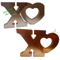 Set 1 lettera x e un cuore in legno da appoggiare