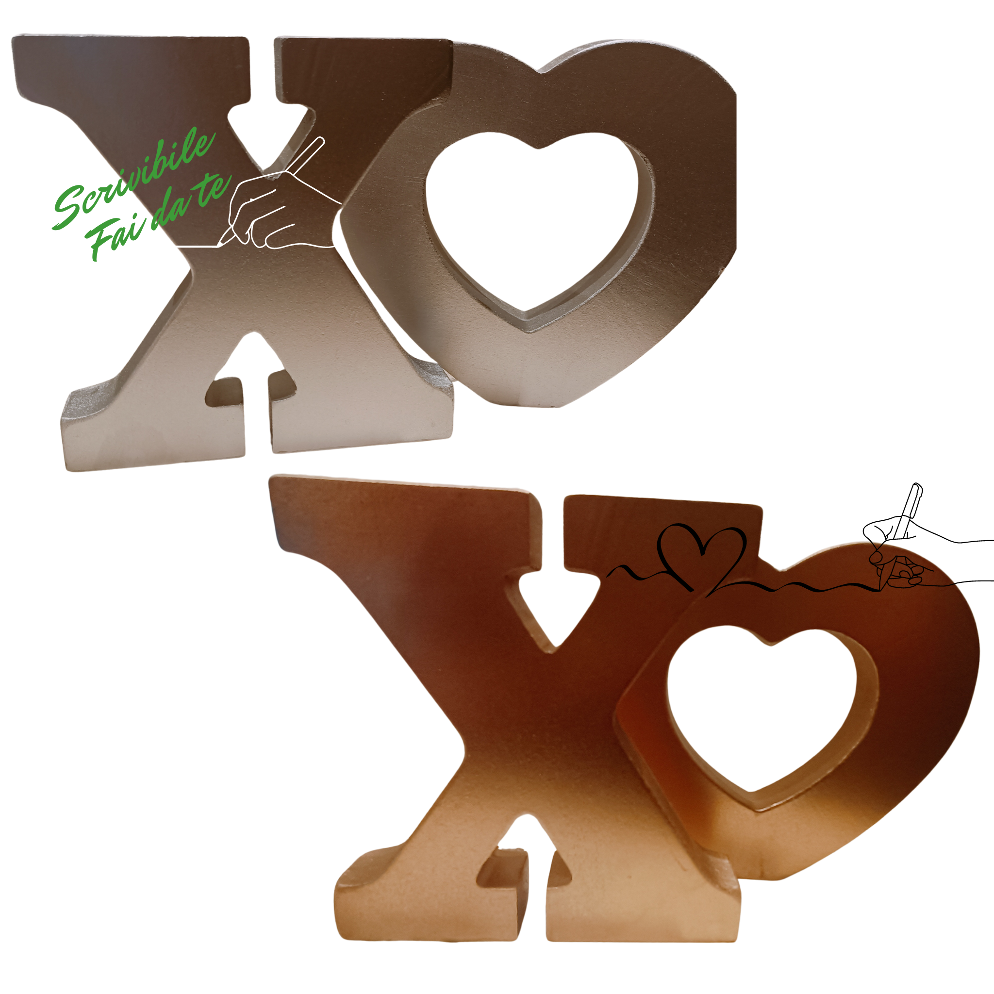 Featured image for “Set 1 lettera x e un cuore in legno da appoggiare”