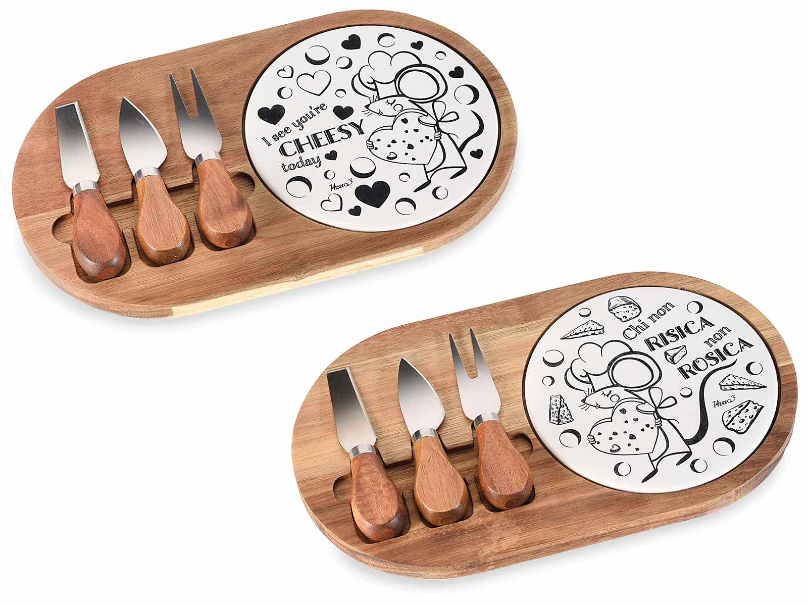 Featured image for “Set formaggio con tagliere in legno e ceramica e 3 coltelli”