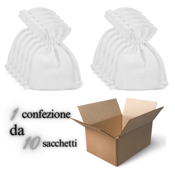 Sacchetti di cotone bianco 8x10 cm – set da 10 Pezzi