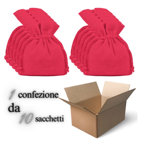 Sacchetti di cotone rosso 9x12 cm – set da 10 Pezzi