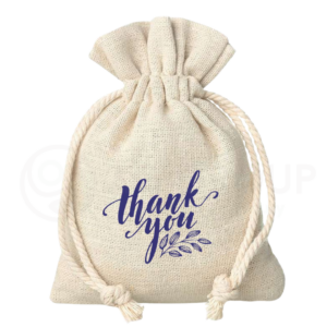 Sacchetti in lino naturale con thank you 9x12 cm - 10 pezzi