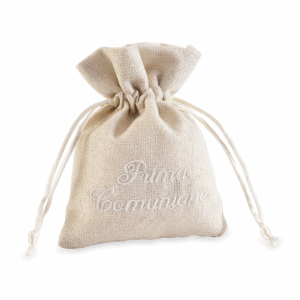 Sacchetti cotone con ricamo Prima Comunione e tirante