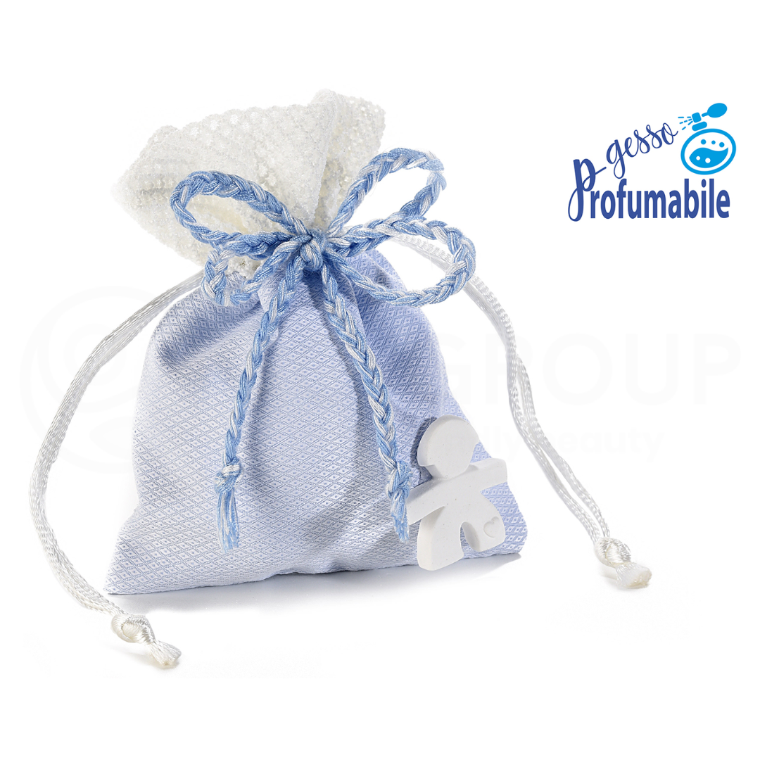 Featured image for “Sacchetto in cotone con gesso bimbo e nastro intrecciato”