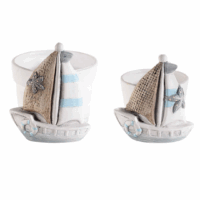 Set 2 vasi in ceramica con decoro barca a vela
