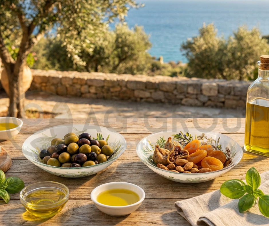 Coppetta aperitivo in vetro decorato olive