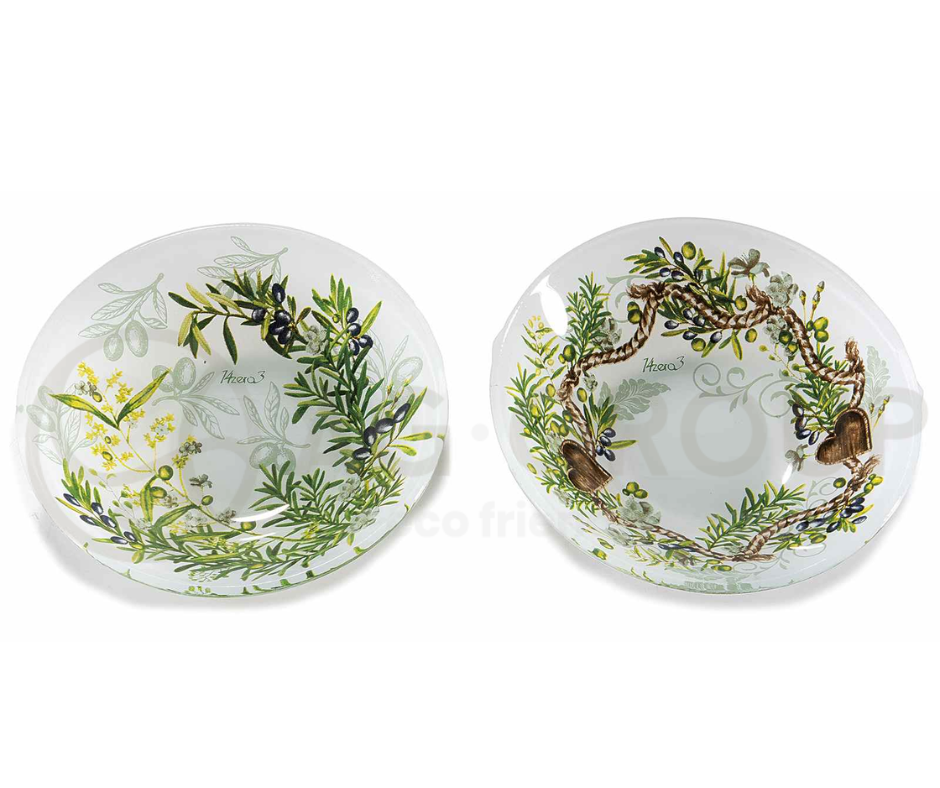 Coppetta aperitivo in vetro decorato olive