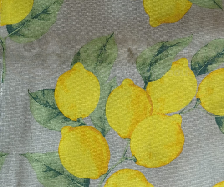 Tovaglia in puro cotone in tela fantasia limoni 6 posti