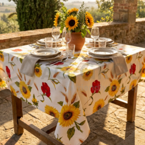 Tovaglia quadrata in puro cotone 4 posti